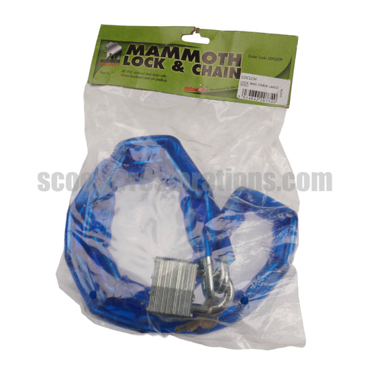 Mammoth Motorcycle/Scooter Lock & Chain (1.2m Cable)