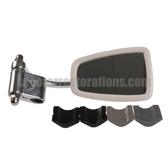 Chrome Fold-away Legshield Mirror (Trapezoidal Mirror) Right-Hand