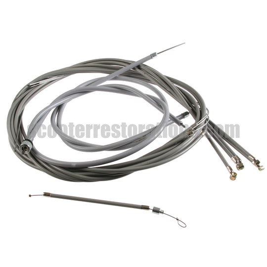 Vespa Cable Set - Grey (Small Frame 100 125 Primavera) Friction Free