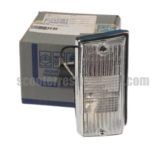 Vespa Front L H Indicator Unit (Clear Lens & Chrome Body) PX PE T5 LML (Siem)