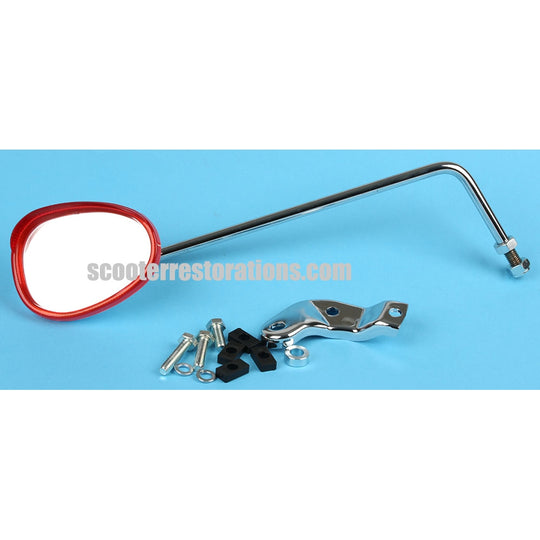 Shell Mirror with 11" (280mm) Chrome Stem (Left-Hand) Red (Bumm)