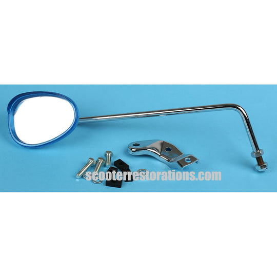 Shell Mirror with 11" (280mm) Chrome Stem (Left-Hand) Blue (Bumm)