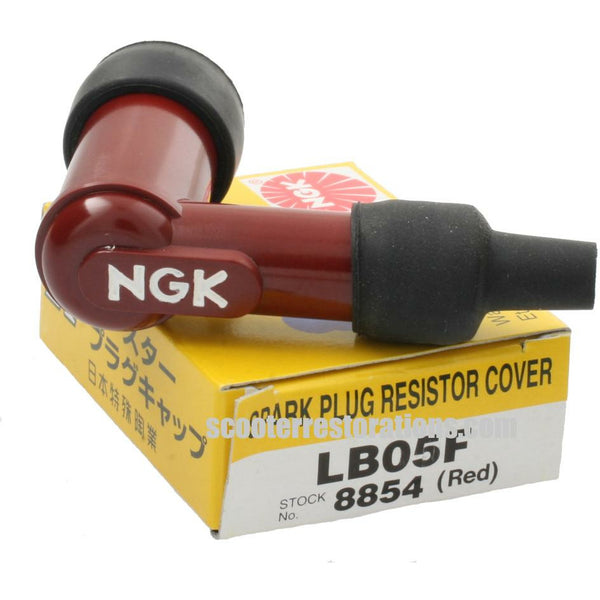 Spark Plug Cap (NGK LB05F) in Red – Scooter Restorations image.