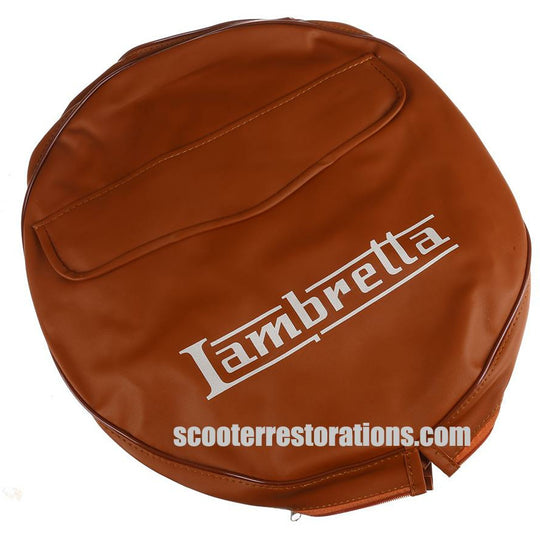 Spare Wheel Cover (10 inch) Brown with Pocket & Lambretta Logo