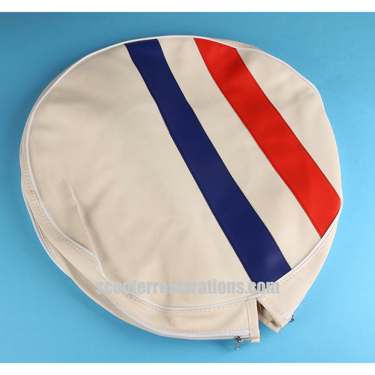 Spare Wheel Cover (10 inch) White with Red & Blue Stripes