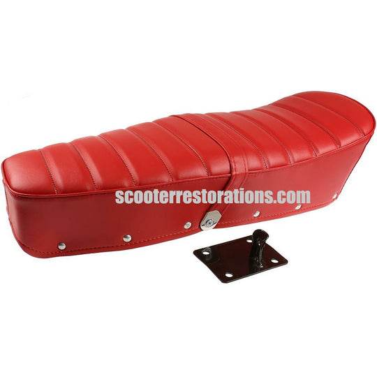 Dual Seat Complete (Ribbed) with Strap & Seat Bracket (Red)