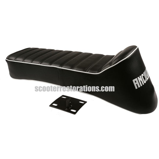 Ancillotti Dual Seat (Black) with White Logo & White Piping