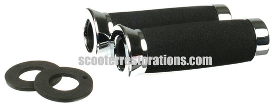 Vespa Handlebar Grips (Black Foam) with Chrome End Caps (PX PE T5 LML)