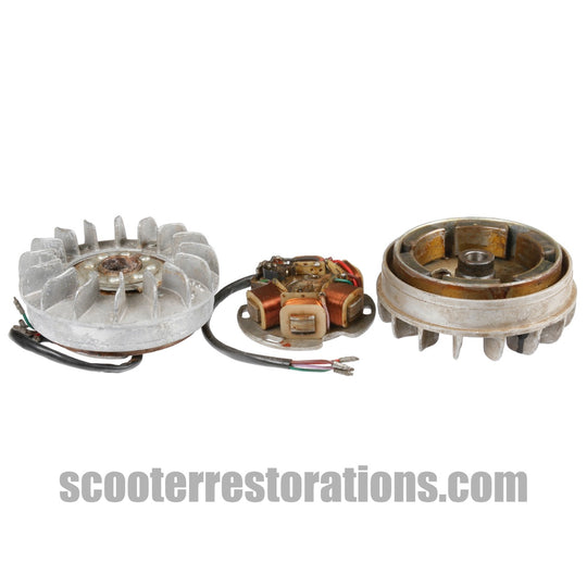 J-Range Flywheel 6-Pole (SIL) Short Fins & 12V Stator Plate (Slightly Damaged & Dirty) Buy 2 Deal