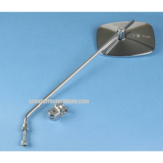 Chrome Rectangular Mirror Head with Long Stem (Adjustable Mirror) Casa Lambretta A 104