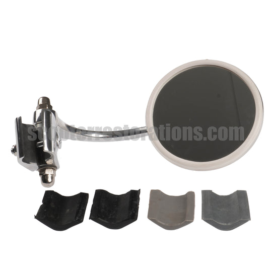 Chrome Fold-away Legshield Mirror (Round Mirror) Right-Hand