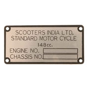 Scooters India GP150 (148cc) Vin Plate with 4 Rivets