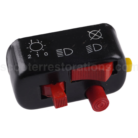 Vespa Bajaj Priya Light Switch (Black Body with Red & Yellow Buttons)