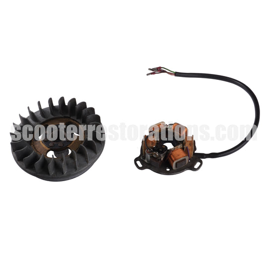 Series 3 Ducati Flywheel & Stator Plate (6-Pole) Brass (Innocenti) Used