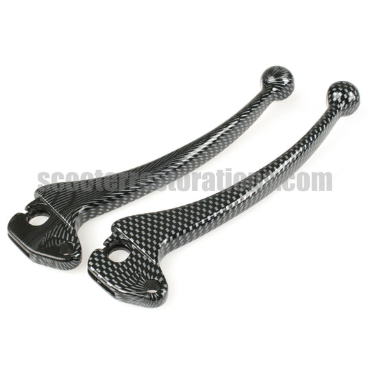 Vespa Handlebar Levers - Large Balls (PX PE T5 LML) Carbon Fibre Look