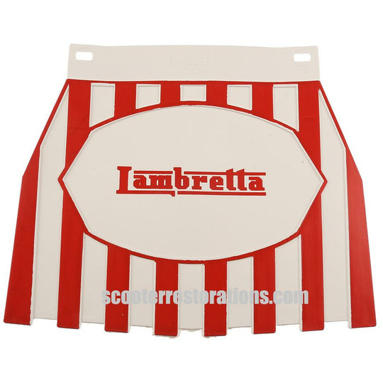 Rear Striped Mudflap (Red & White Stripes) with Lambretta Logo