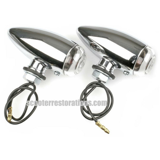 Chrome Mini Bullet Lights with Clear Lens (a pair)