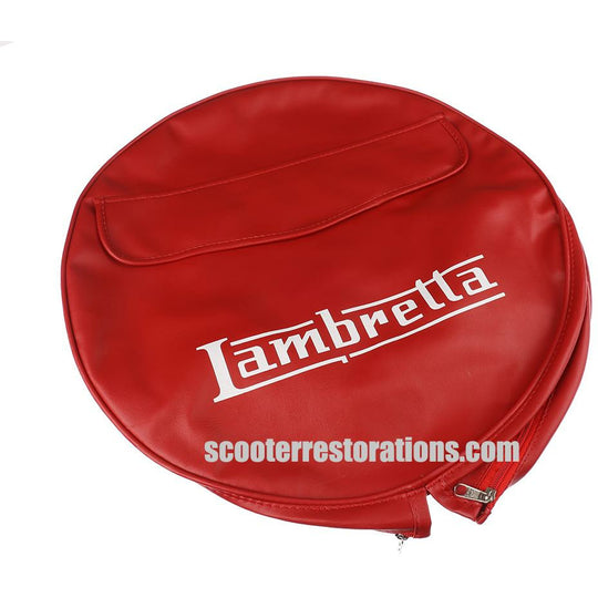 Spare Wheel Cover (10 inch) Red with Pocket & Lambretta Logo