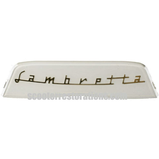 Rear Frame Badge (Lambretta) Serveta (White with gold lettering) Casa Lambretta C 170/S