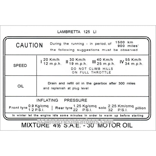 LI125 Legshield Running-in Transfer