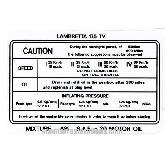 TV175 Legshield Running-in Transfer