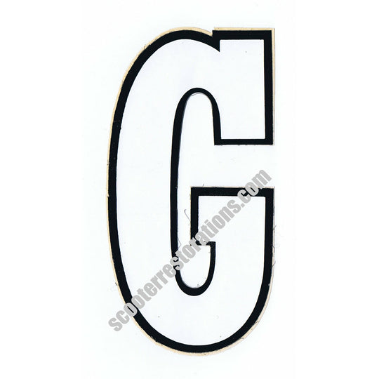 Large "G" Scooter Symbol Self Adhesive (White) Original 1960s N.O.S