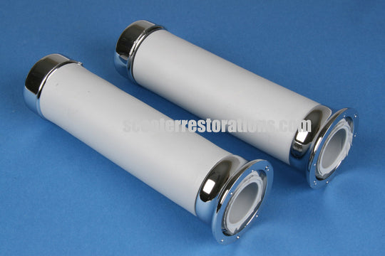 Vespa Handlebar Grips (Grey) with Chrome End Caps (PX PE T5 LML)