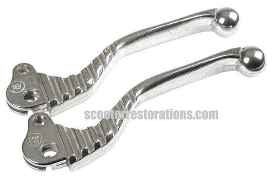 Vespa Dog Leg Handlebar Levers - Ribbed (PX PE T5 LML) Polished Alloy (FA Italia)