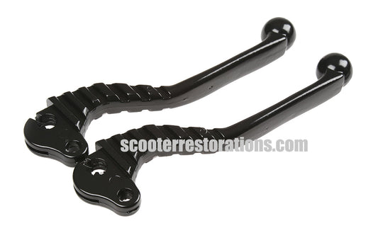 Vespa Dog Leg Handlebar Levers - Ribbed (PX PE T5 LML) Black (FA Italia)