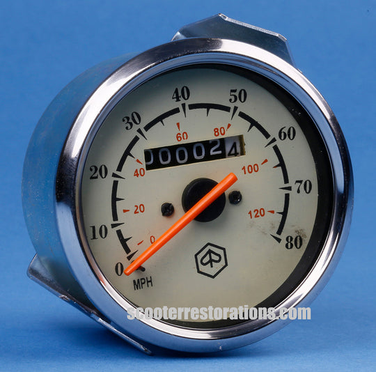 Vespa 80mph-120kmph Speedometer (P125X P150X P200E LML) White Face