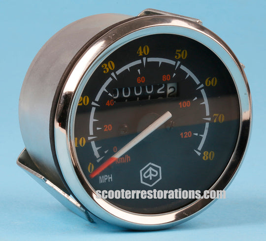 Vespa 80mph-120kmph Speedometer (P125X P150X P200E LML) Black Face