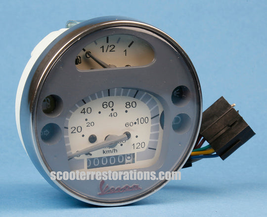 Vespa 120kmph-80mph Speedometer with fuel gauge (P125X P150X P200E LML) Grey Face