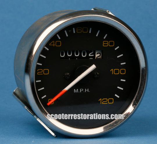 Vespa 120mph Speedometer (P125X P150X P200E LML) Black Face