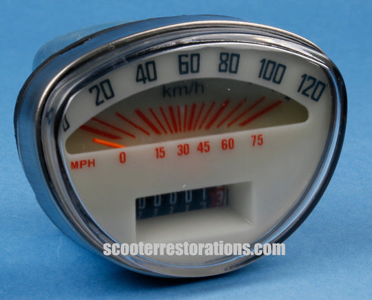 Vespa 120kmph-75mph Speedometer (Rally Super Sprint) White Face