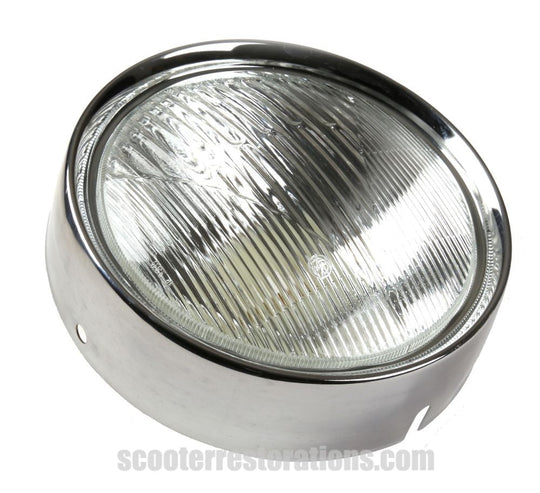 Vespa Headlight Unit with Bulb Holder & Rim (Rally 180 200) Italian