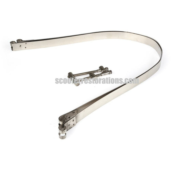 Stainless Steel Petrol Tank Straps & Chrome Trunnions For Lambretta 13L Tank