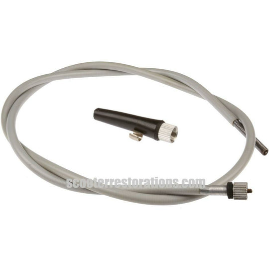Speedo Cable Complete (Fits Indian Speedo) Grey (with Black Connection Piece)