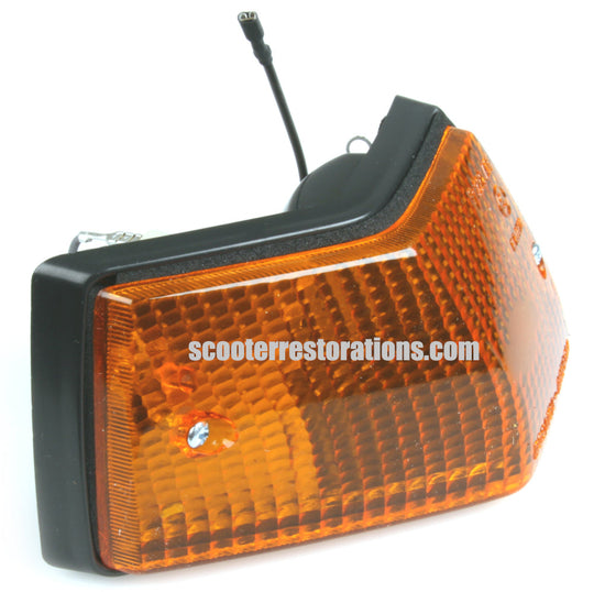 Vespa Rear L H Indicator Unit (Amber Lens & Black Body) PX PE T5 LML (Italian)